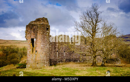 Morton Château est situé par un loch artificiel dans les collines au-dessus de Nithsdale, dans la région de Dumfries et Galloway, au sud-ouest de l'Écosse. Il se trouve à 2,5 milles au nord-ea Banque D'Images