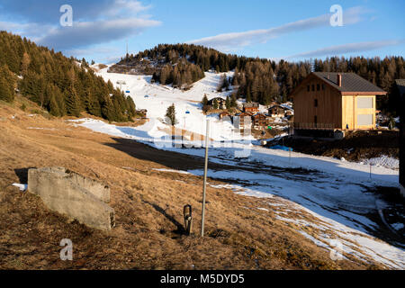 Manque de neige, la Suisse, le domaine de ski, ski, Valais, Riederalp Banque D'Images