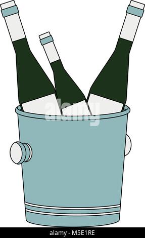 Des bouteilles de champagne on ice bucket Illustration de Vecteur