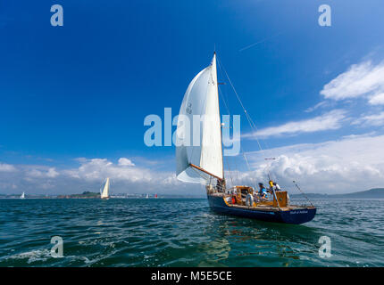 Un grand angle de vue de l'entrée Huff Arklow Plymouth Sound sur une belle journée d'été. Banque D'Images