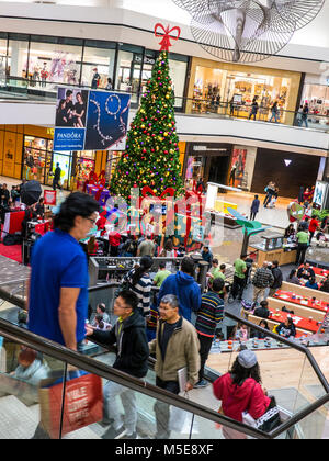 MACEY'S department store intérieur magnifiquement décoré de Noël et arbre de Noël au magasin Shoppers Macey's Plaza, Pleasanton, California USA Banque D'Images