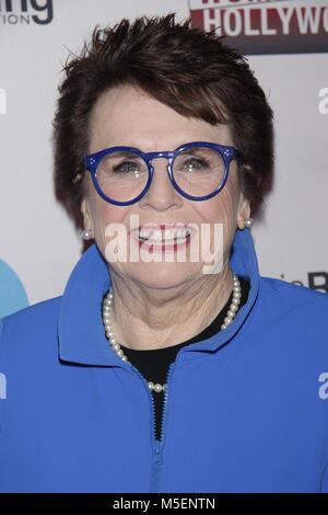 New York, USA ,. Feb 22, 2018. Billie Jean King en 2018 Athena Film Festival bataille des sexes au Barnard College le 22 février 2018 à New York. Crédit : Diego Corredor Punch/media/Alamy Live News Banque D'Images