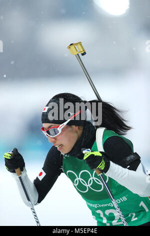 Pyeongchang, Corée du Sud. Feb 22, 2018. Furuya Sari (JPN) Biathlon : Women's 4x6km relais au centre de préparation au biathlon d'Alpensia PyeongChang pendant les Jeux Olympiques d'hiver de 2018 à Pyeongchang, Corée du Sud . Credit : Yohei Osada/AFLO/Alamy Live News Banque D'Images