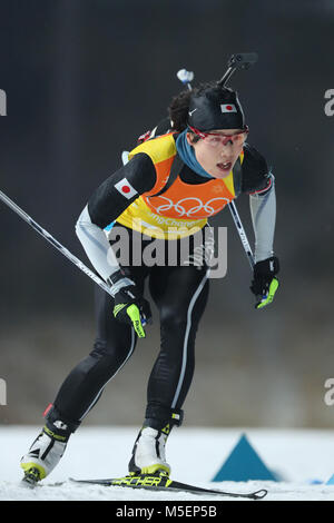 Pyeongchang, Corée du Sud. Feb 22, 2018. Mitsuhashi Rina (JPN) Biathlon : Women's 4x6km relais au centre de préparation au biathlon d'Alpensia PyeongChang pendant les Jeux Olympiques d'hiver de 2018 à Pyeongchang, Corée du Sud . Credit : Yohei Osada/AFLO/Alamy Live News Banque D'Images