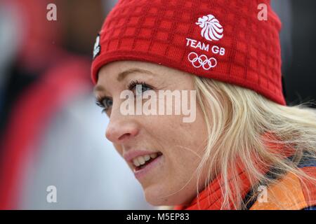 2018 Jeux Olympiques d'hiver de Pyeongchang, Corée du Sud . 23 Février, 2018. Emily Sarsfield (GBR). Womens ski cross. Snow park de Phoenix. Pyeongchang. Jeux Olympiques d'hiver de Pyeongchang 2018. République de Corée. 23/02/2018. Credit : Sport en images/Alamy Live News Banque D'Images