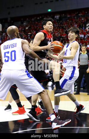 Kanagawa, Japon. Feb 22, 2018. Makoto Hiejima (JPN) Basket-ball : Coupe du Monde de la FIBA 2019 Premier tour qualificatif asiatique entre le Japon 69-70 Taipei chinois à Yokohama International Piscine à Kanagawa, Japon . Credit : Naoki Nishimura/AFLO/Alamy Live News Banque D'Images