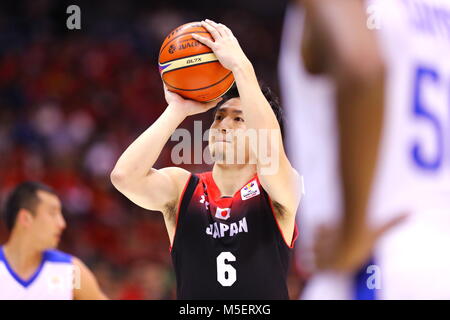 Kanagawa, Japon. Feb 22, 2018. Makoto Hiejima (JPN) Basket-ball : Coupe du Monde de la FIBA 2019 Premier tour qualificatif asiatique entre le Japon 69-70 Taipei chinois à Yokohama International Piscine à Kanagawa, Japon . Credit : Naoki Nishimura/AFLO/Alamy Live News Banque D'Images