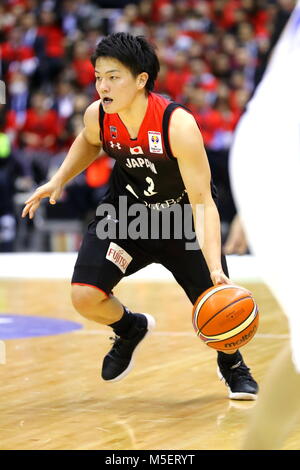 Kanagawa, Japon. Feb 22, 2018. Naoto Tsuji (JPN) Basket-ball : Coupe du Monde de la FIBA 2019 Premier tour qualificatif asiatique entre le Japon 69-70 Taipei chinois à Yokohama International Piscine à Kanagawa, Japon . Credit : Naoki Nishimura/AFLO/Alamy Live News Banque D'Images