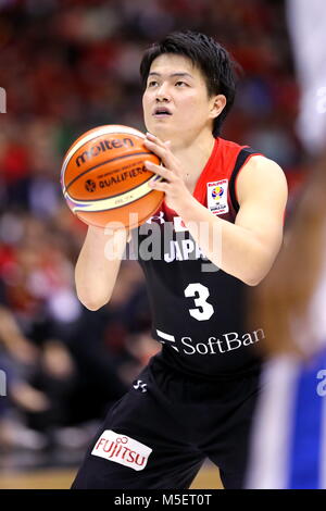 Kanagawa, Japon. Feb 22, 2018. Naoto Tsuji (JPN) Basket-ball : Coupe du Monde de la FIBA 2019 Premier tour qualificatif asiatique entre le Japon 69-70 Taipei chinois à Yokohama International Piscine à Kanagawa, Japon . Credit : Naoki Nishimura/AFLO/Alamy Live News Banque D'Images