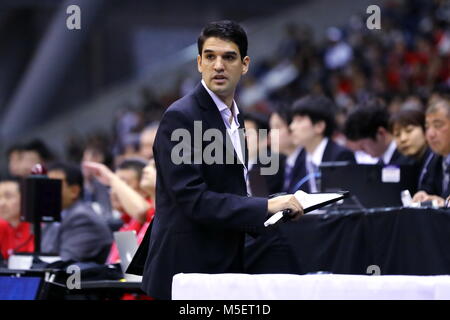 Kanagawa, Japon. Feb 22, 2018. Herman Mandole (JPN) Basket-ball : Coupe du Monde de la FIBA 2019 Premier tour qualificatif asiatique entre le Japon 69-70 Taipei chinois à Yokohama International Piscine à Kanagawa, Japon . Credit : Naoki Nishimura/AFLO/Alamy Live News Banque D'Images