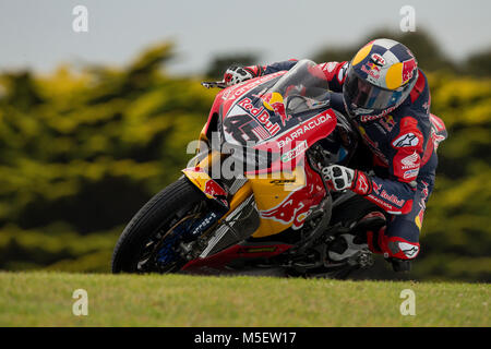 Phillip Island, Australie. Feb 23, 2018. Championnat du Monde FIM Superbike. Phillip Island, Australie. Jake Gagne, Red Bull Honda Superbike mondial. Gagné a terminé 10e vendredi dans l'ensemble. Credit : Russell Hunter/Alamy Live News Banque D'Images