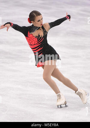 Pyeongchang, Corée du Sud. Feb 23, 2018. Isadora Williams du Brésil fait concurrence au cours de la Ladies' seul patinage libre du patinage artistique à l'occasion des Jeux Olympiques d'hiver de PyeongChang 2018, à Gangneung Ice Arena, de Corée du Sud, le 23 février 2018. Williams a obtenu la 24e Isadora place avec 144,18 points au total. Credit : Wang Haofei/Xinhua/Alamy Live News Banque D'Images