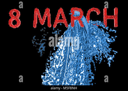 8 mars symbole. La figure de huit blocs de verre rouge sur fond de boîtes colorées avec de la peinture, de l'eau ou de vin splash. Peut être utilisé comme revêtement décoratif Banque D'Images