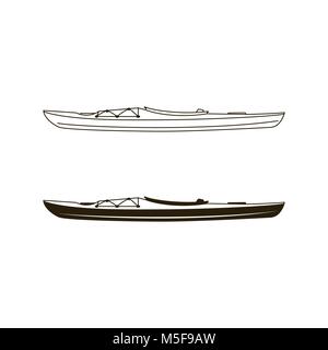 Canoë Kayak icônes dans télévision rempli et de dessins au style. Silhouette linéaire et pictogrammes styles. Stock vector illustration isolé sur fond blanc Illustration de Vecteur