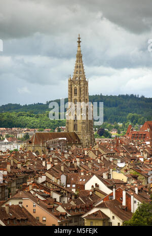 La ville de Berne, avec la cathédrale de Münster, Suisse, Banque D'Images