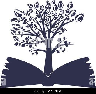 Arbre dans l'illustration de livres d'éducation de conception de logo unique Illustration de Vecteur
