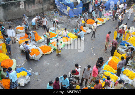 Marché aux Fleurs, Kolkata, Bengale occidental, Inde, Asie Banque D'Images