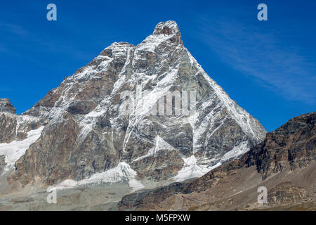 Vue sur le Mont Cervin (Matterhorn) à partir de la station de téléphérique de cime Bianche Laghi 2814 mt., dans le Val d'aoste, Italie Banque D'Images