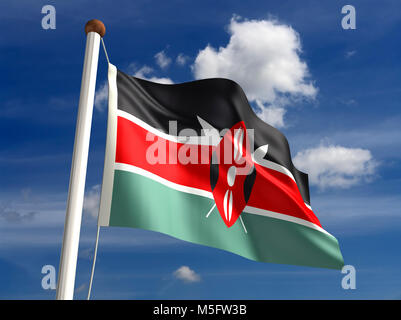 Drapeau Kenya 3D (avec chemin de détourage) Banque D'Images