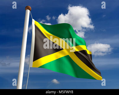 Drapeau Jamaïque 3D (avec chemin de détourage) Banque D'Images