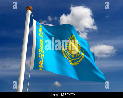 Drapeau Kazakhstan 3D (avec chemin de détourage) Banque D'Images