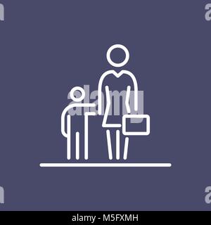 Femme avec enfant personnes ui icône simple ligne télévision illustration. Illustration de Vecteur