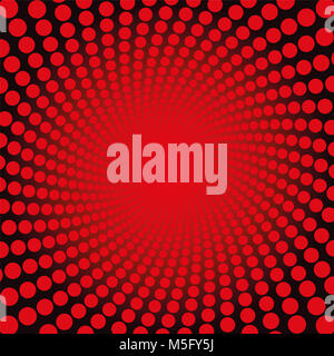 Points rouges - motif en spirale à l'aide de Fiery Chaud rougeoyant centre - circulaire torsadée illustration fractale, puissant et dynamique de conception. Banque D'Images