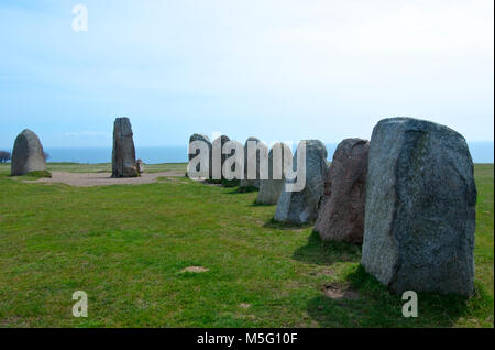 Ales stenar Ale's Stones, site archéologique du sud de la Suède. Banque D'Images