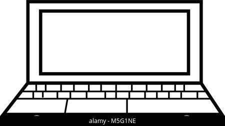 Ligne de l'icône Ordinateur portable style contour isolé sur fond blanc, l'illustration est plat, vector, pixel parfait pour le web et print. Stokes linéaire et remplir Illustration de Vecteur