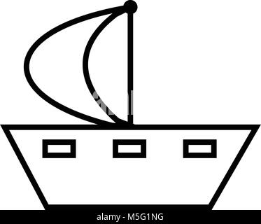 L'icône de la ligne de bateau style contour isolé sur fond blanc, l'illustration est plat, vector, pixel parfait pour le web et print. Stokes linéaire et les remplissages. Illustration de Vecteur