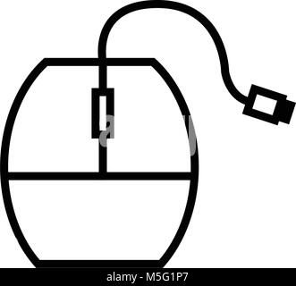 Ligne de l'icône de la souris style contour isolé sur fond blanc, l'illustration est plat, vector, pixel parfait pour le web et print. Stokes linéaire et remplit Illustration de Vecteur