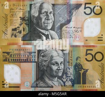 Close-up de la marche arrière et d'avers de l'Australian cinquante (50) - dollar note Banque D'Images