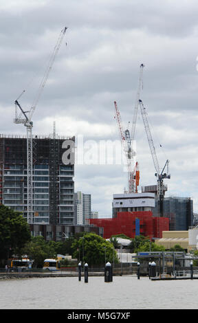 La construction du bâtiment le long de la rivière Brisbane, Australie Banque D'Images