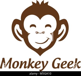 Sourire Monkey Geek logo Vector Design Illustration de Vecteur
