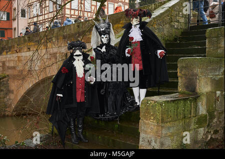 Carnaval vénitien de Schwäbisch Hall et une petite ville médiévale en Allemagne. Le festival est appelé Hallia Venezia. Banque D'Images