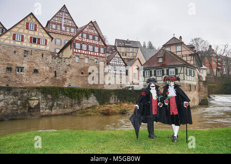 Carnaval vénitien de Schwäbisch Hall et une petite ville médiévale en Allemagne. Le festival est appelé Hallia Venezia. Banque D'Images