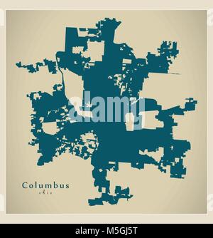 Carte moderne - Columbus Ohio ville des USA Illustration de Vecteur