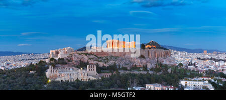 La colline de l'Acropole et le Parthénon à Athènes, Grèce Banque D'Images