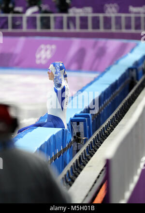 23 février 2018 - Gangneung, Corée du Sud - MIKA POUTALA prépare pour le patinage de vitesse : Men's 1000m à Gangneung, au cours de l'Ovale aux Jeux Olympiques d'hiver de Pyeongchang 2018. (Crédit Image : © Scott Mc Kiernan via Zuma sur le fil) Banque D'Images