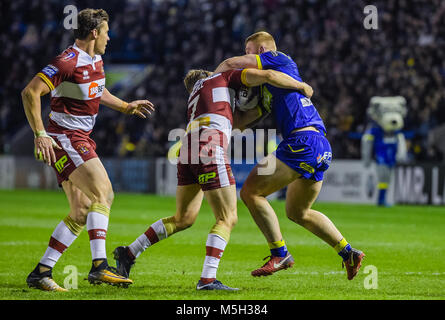 Warrington, Royaume-Uni. Feb 23, 2018. Stade Halliwell Jones, Warrington, Angleterre ; Betfred Super League rugby, Warrington Wolves contre Wigan Warriors ; au cours de la Super League Betfred match entre Warrington Wolves et Wigan Warriors le vendredi 23 février 2018 au Stade Halliwell Jones Credit : Nouvelles Images/Alamy Live News Banque D'Images