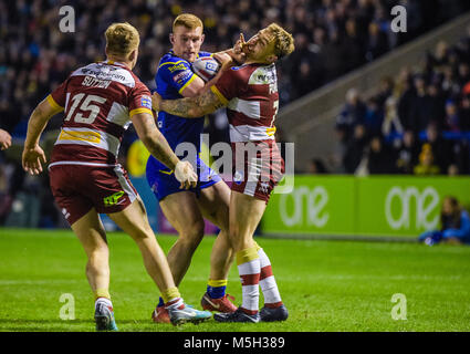 Warrington, Royaume-Uni. Feb 23, 2018. Stade Halliwell Jones, Warrington, Angleterre ; Betfred Super League rugby, Warrington Wolves contre Wigan Warriors ; au cours de la Super League Betfred match entre Warrington Wolves et Wigan Warriors le vendredi 23 février 2018 au Stade Halliwell Jones Credit : Nouvelles Images/Alamy Live News Banque D'Images