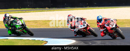 MELBOURNE, AUSTRALIE - 23 février : Marco Melandri 33 circonscription d'aruba.it Racing - Ducati en libres 4 à la MOTUL 2018 Championnat du Monde FIM Superbike à Phillip Island, en Australie le 24 février 2018. Banque D'Images