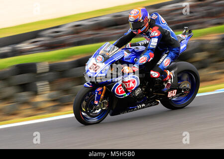 MELBOURNE, AUSTRALIE - 23 février : Michael van der Mark 60 circonscription pour l'équipe officielle Yamaha Pata WorldSBK en essais libres 4 à la MOTUL 2018 Championnat du Monde FIM Superbike à Phillip Island, en Australie le 24 février 2018. Banque D'Images