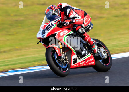 MELBOURNE, AUSTRALIE - 23 février : Jordi Torres 81 équitation pour MV AGUSTA Reparto Corse en libres 4 à la MOTUL 2018 Championnat du Monde FIM Superbike à Phillip Island, en Australie le 24 février 2018. Banque D'Images