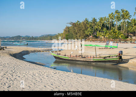 La plage de Ngapali, à l'État de Rakhine, au Myanmar Banque D'Images