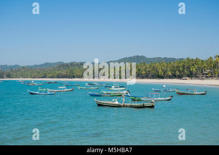 La plage de Ngapali, à l'État de Rakhine, au Myanmar Banque D'Images