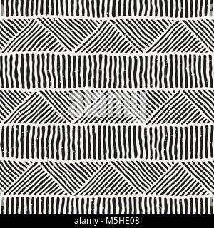 Doodle géométrique transparente motif de lignes en noir et blanc. Adstract retro dessinés à la main, la texture. Illustration de Vecteur