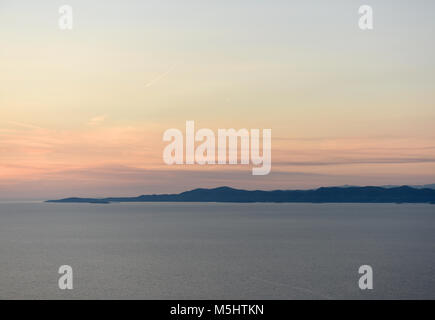 Coucher du soleil sur l''île de Korcula, Croatie Banque D'Images