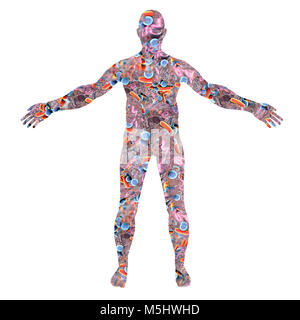 Human Microbiome, illustration conceptuelle. Les bactéries formant un corps humain. Banque D'Images