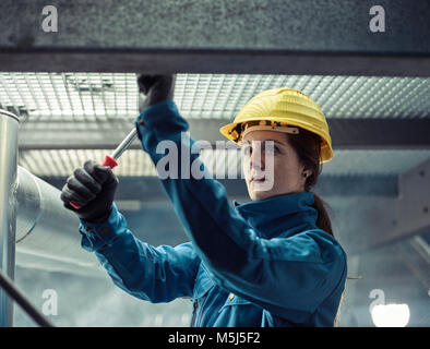 Artisane wearing hard hat au travail Banque D'Images